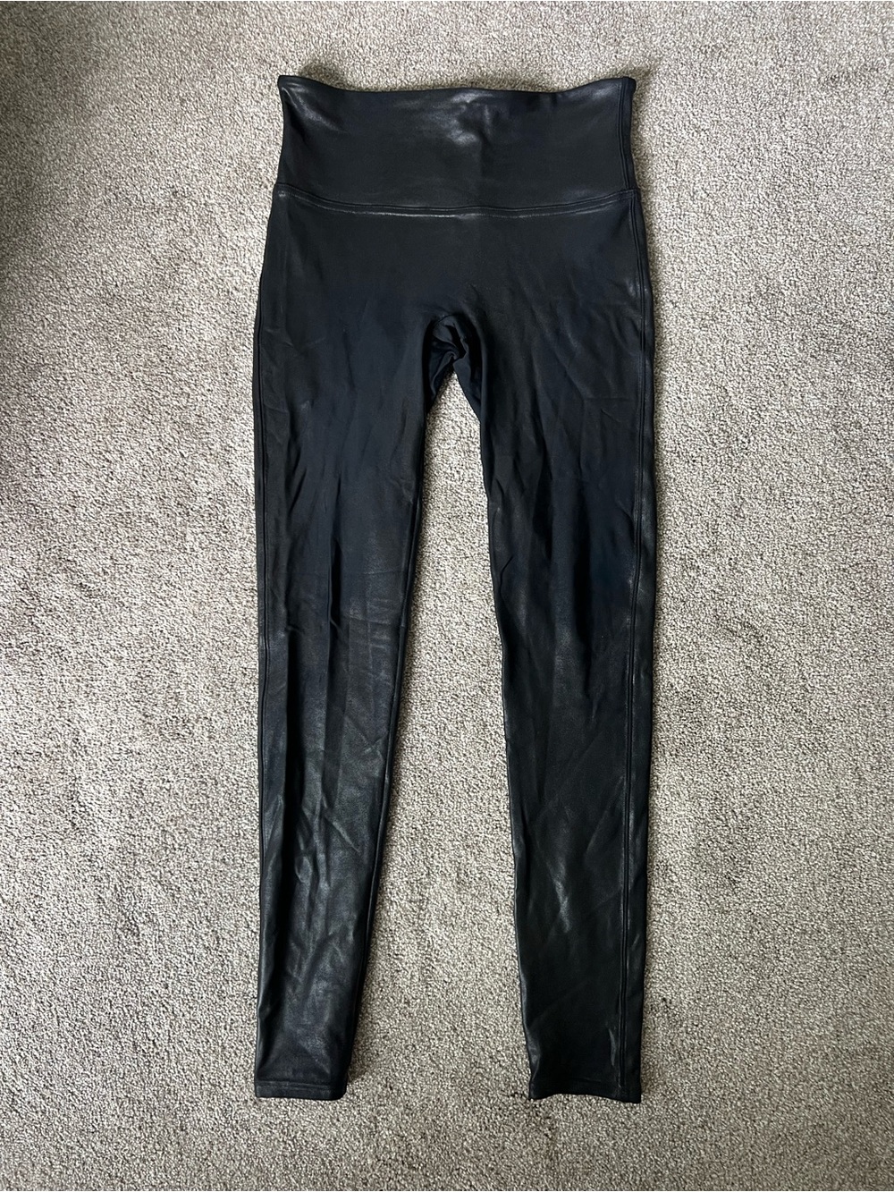 SPANX Black Faux Leather High-Waist Leggings
